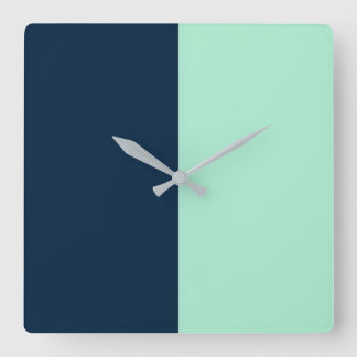 Horloge Carrée Bleu marin et Mint