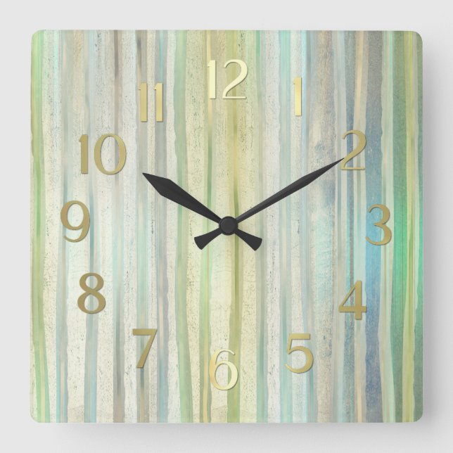 Horloge Carrée Bleu Vert Or Grandes (Recto)