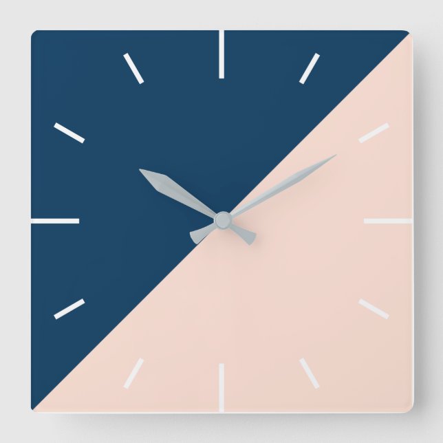Horloge Carrée bloc en pastel moderne élégant de couleur de bleu (Recto)