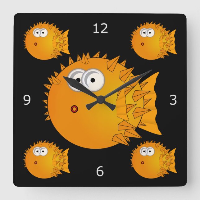 Horloge Carrée Blowfish surprised (Recto)