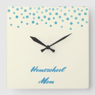 Horloge Carrée Blue Confetti Homeschool Maman