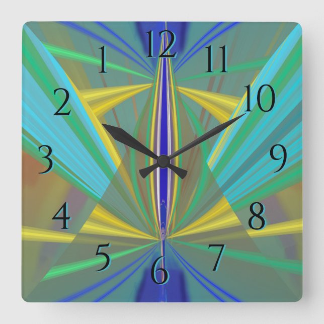 Horloge Carrée Blue Flame 2 Abstract in Blues Backward Clock (Recto)