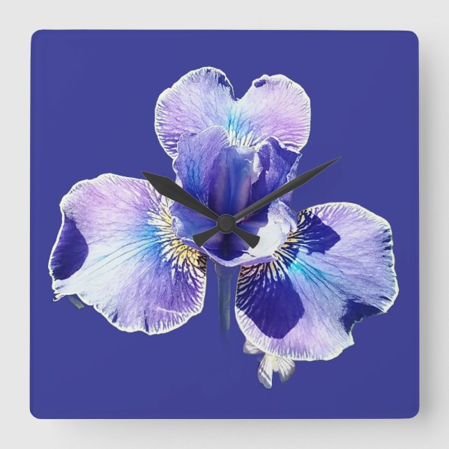 Horloge Carrée Blue Flower Wall Clock (Recto)