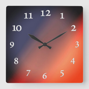 Horloge Carrée Blue, gray and red gradient. ombre. Square Wall Cl