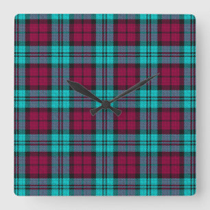 Horloge Carrée Blue Red Campbell Tartan Blackwatch Plaid