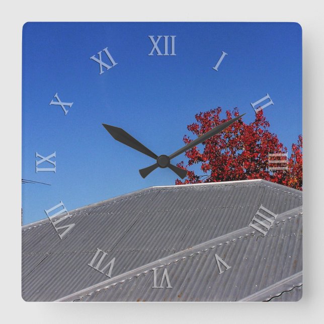 Horloge Carrée Blue Skies Tin Roof Wall Clock (Recto)