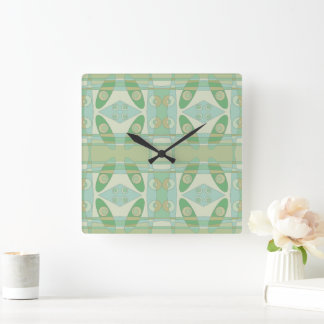 Horloge Carrée Bohème Chintz Nouvelle Olive Verte