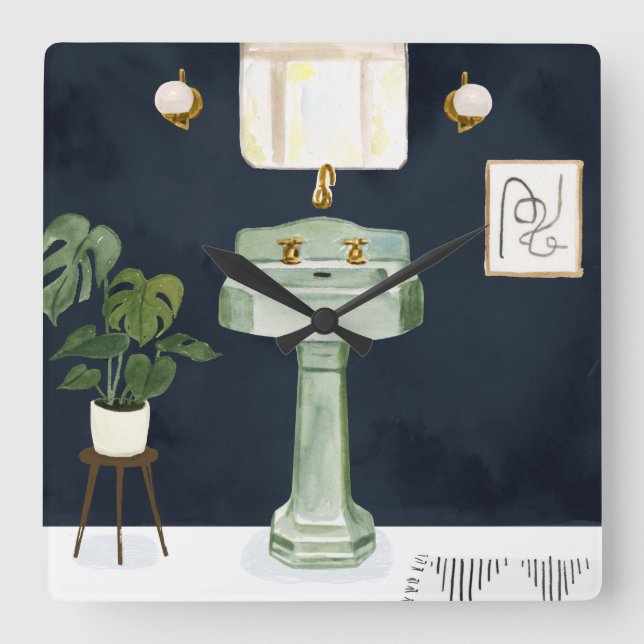 Horloge Carrée Boho Bath Sinks II (Recto)