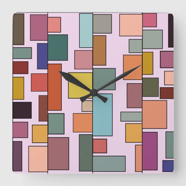 Horloge Carrée Boho Rectangles (Recto)