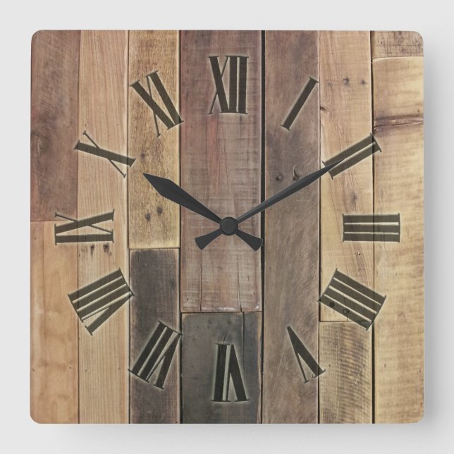 Horloge Carrée Bois (Recto)