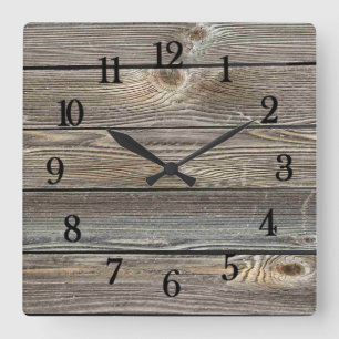 Horloge Carrée Bois d'aspect authentique
