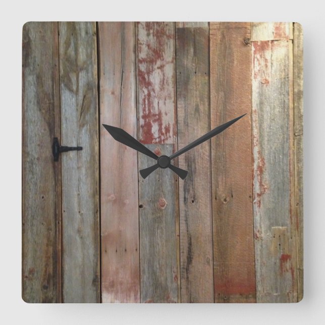 Horloge Carrée bois primitif de grange de pays occidental de (Recto)