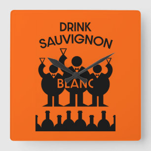 Horloge Carrée Boisson de vin Sauvignon Blanc