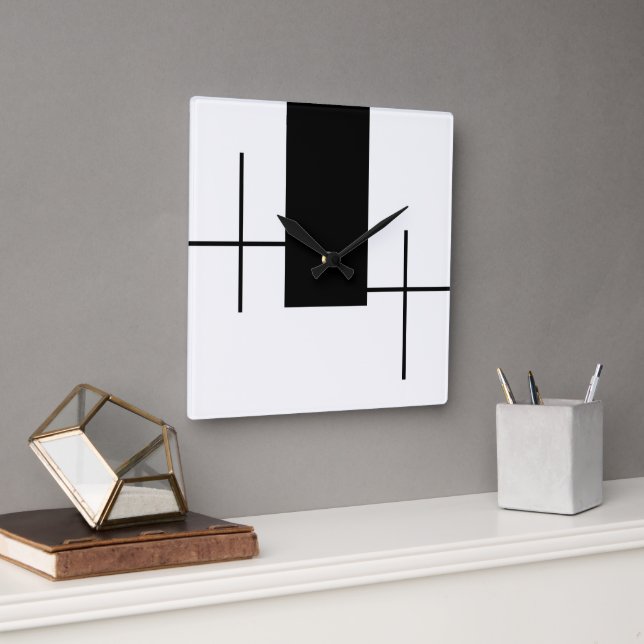 Horloge Carrée Boîte rectangulaire noire moderne (Bureau)