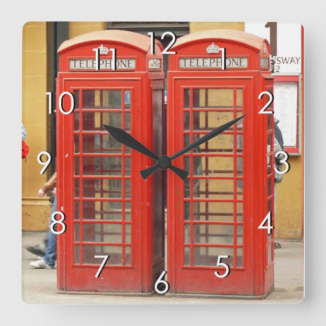 Horloge Carrée Boîtes téléphoniques rouges iconiques à Londres (Recto)