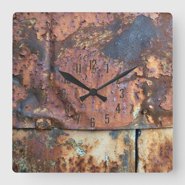 Horloge Carrée Boîtier métallique rouillé Ancien bâtiment industr (Recto)