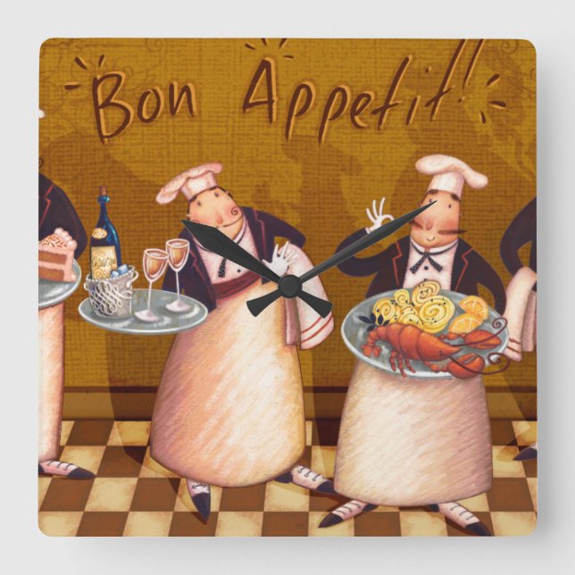 Horloge Carrée Bon Appétit (Recto)