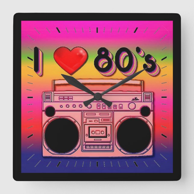 Horloge Carrée Boombox 80's Retro 80's Wall Clock 2 (Recto)