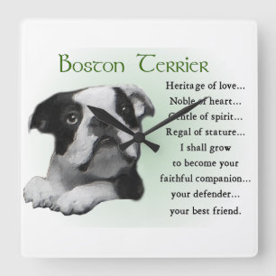 Horloge Carrée Boston Terrier Heritage of Love