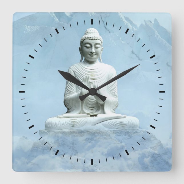Horloge Carrée Bouddha dans les nuages (Recto)