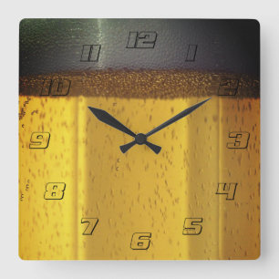 Horloge Carrée Boue de bière avec bulles et mousse