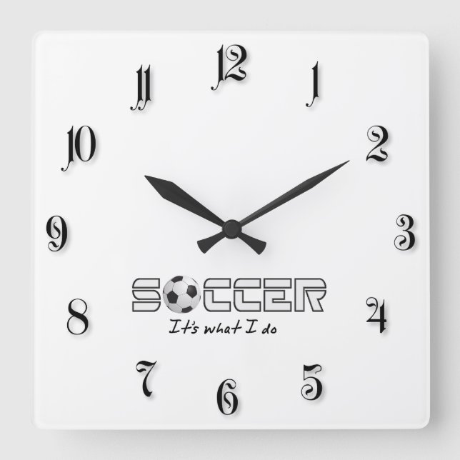 Horloge Carrée Boule de football (Recto)