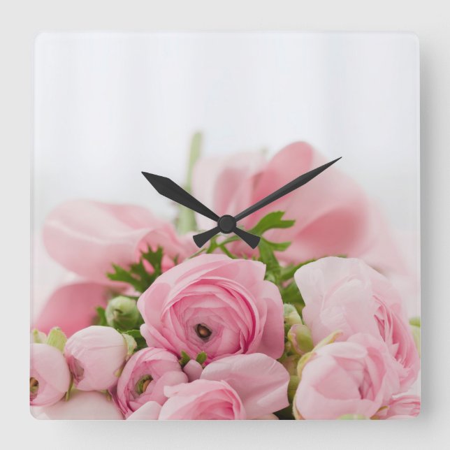 Horloge Carrée Bouquet de rose (Recto)