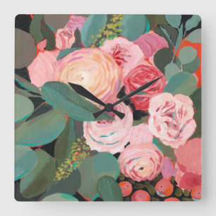 Horloge Carrée Bouquet Eucalyptus