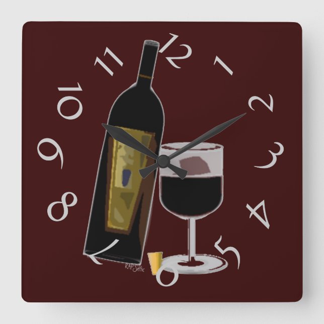 Horloge Carrée Bouteille de vin en sicle (Recto)