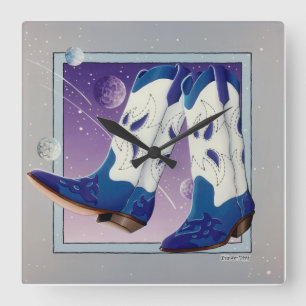 Horloge Carrée Bouteilles Western Cowboy à glissière électrique H