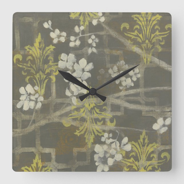 Horloge Carrée Branche modelée I de fleur (Recto)