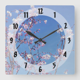 Horloge Carrée Branches de cerise en fleurs