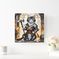 Brave Chat Warrior dans l'armure médiévale