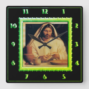 Horloge Carrée Breaking Bread lime green