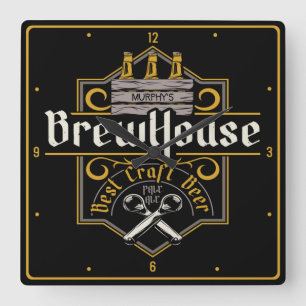 Horloge Carrée BrewHouse personnalisée Meilleure bière artisanale