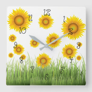 Horloge Carrée Bright Beautiful and Elegant Sunflower
