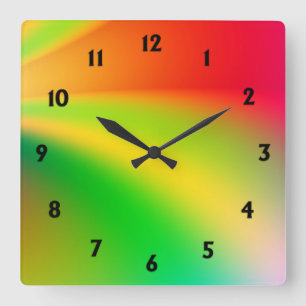 Horloge Carrée Bright Multi-Color Numbered