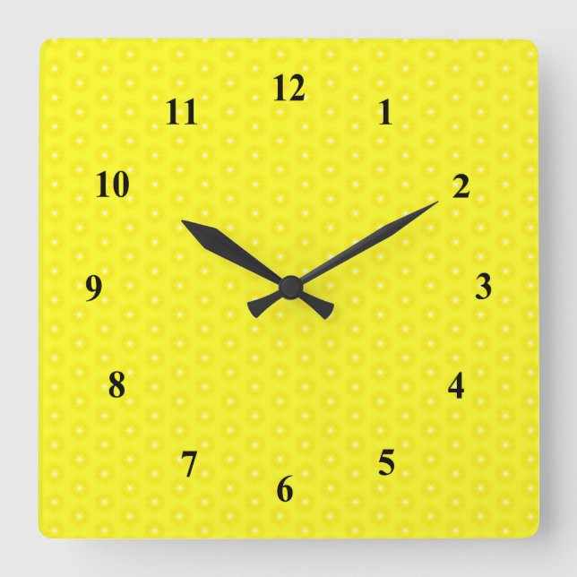 Horloge Carrée Brilliant Citron jaune soleil étoiles Motif (Recto)