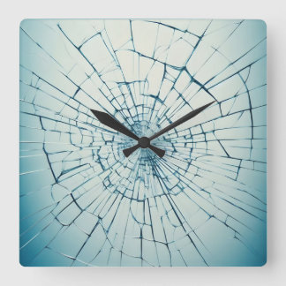 Horloge Carrée broken glass, cracked