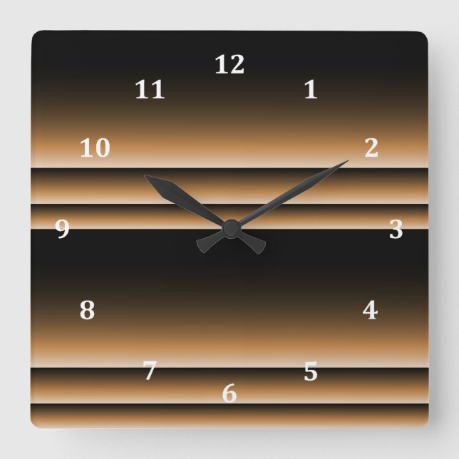 Horloge Carrée Bronze métallique Cuivre Brown Ombre Stripes (Recto)
