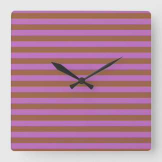 Horloge Carrée Brown and Purple Stripes