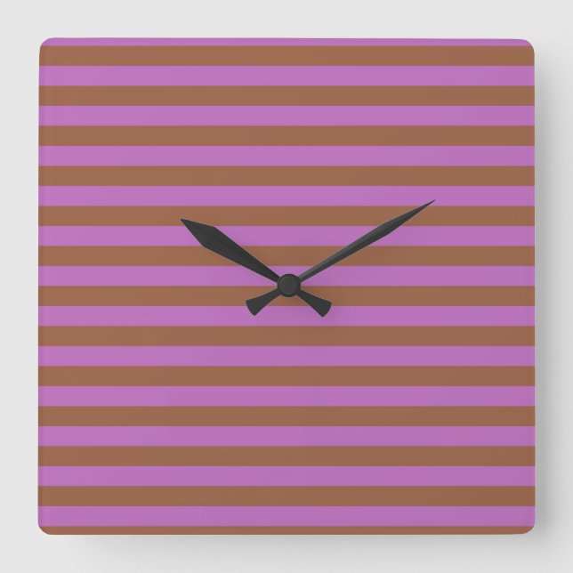 Horloge Carrée Brown and Purple Stripes (Recto)