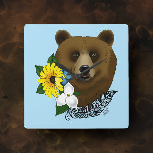 Horloge Carrée Brown Bear