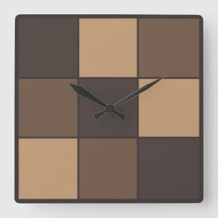 Horloge Carrée Brown Checkers