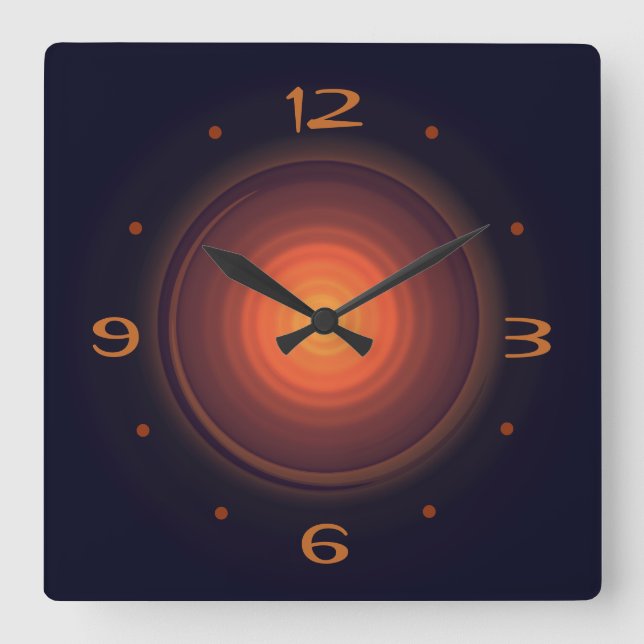 Horloge Carrée Brown profond avec Gold Swirl Center>Horloges mura (Recto)