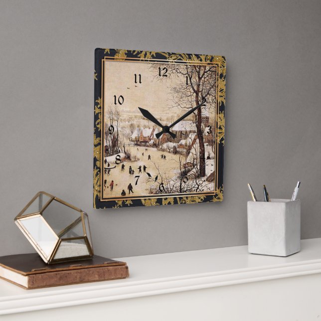 Horloge Carrée Bruegel l'Ancien - Paysage hivernal (Bureau)
