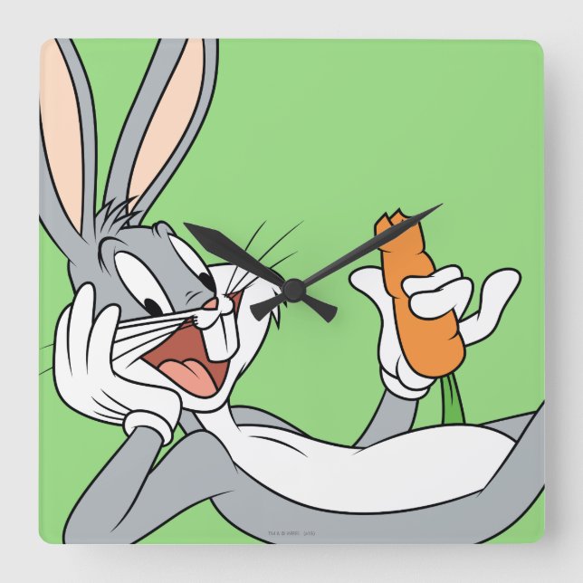 Horloge Carrée BUGS BUNNY™ Lying Down Eating Carrot (Recto)