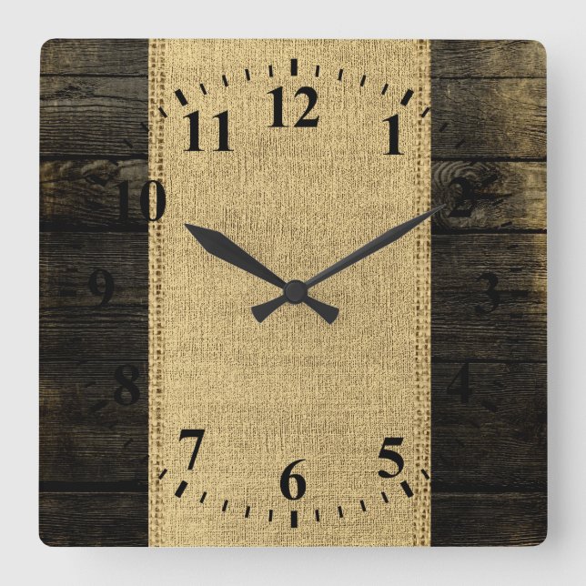 Horloge Carrée Bulap Rustic Wood Look #4 (Recto)