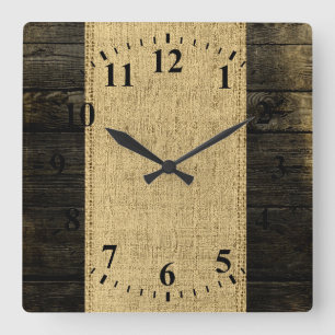 Horloge Carrée Bulap Rustic Wood Look #4