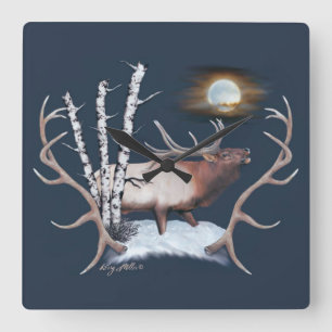 Horloge Carrée Bull Elk